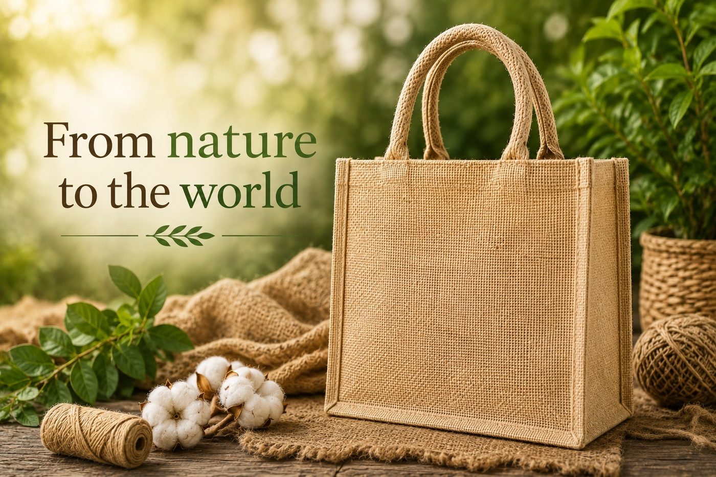 Natural jute tote bag