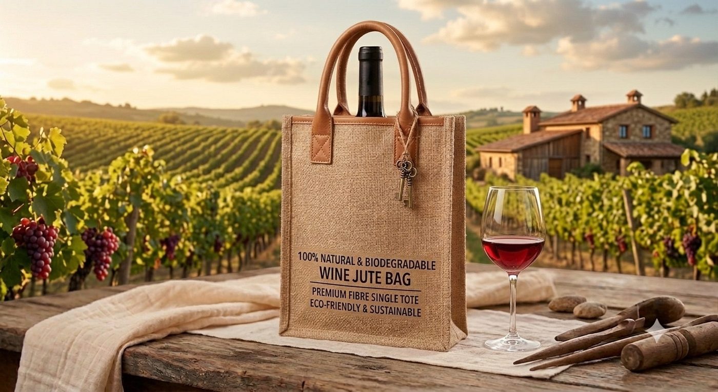 Jute wine bottle bag