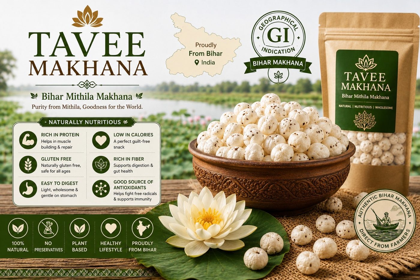 Tavee Makhana — Bihar Mithila Makhana with GI indication
